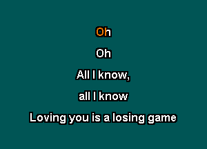 Oh
Oh
All I know,

all I know

Loving you is a losing game
