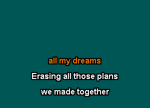 all my dreams

Erasing all those plans

we made together