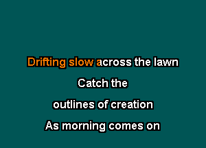 Drifting slow across the lawn
Catch the

outlines of creation

As morning comes on