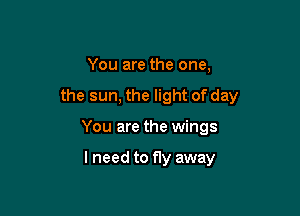 You are the one,

the sun, the light of day

You are the wings

lneed to fly away