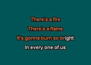 There's a fire

There's a flame

It's gonna burn so bright

In every one of us