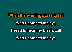 When the evening starts to fall

Water come to me eye

I need to hear my Liza's call

Water come to me eye