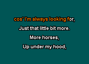 cos' I'm always looking for,
Just that little bit more.

More horses,

Up under my hood,