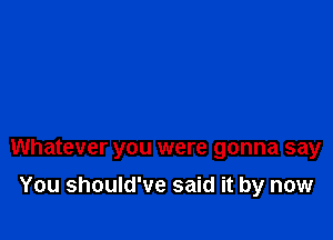 Whatever you were gonna say

You should've said it by now