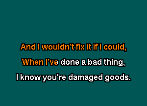 And I wouldn't fix it ifl could,
When I've done a bad thing,

I know you're damaged goods.