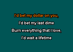 I'd bet my dollar on you,

I'd bet my last dime

Burn everything that I love,

I'd wait a lifetime