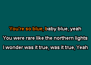 You're so blue, baby blue, yeah
You were rare like the northern lights

I wonder was it true, was it true, Yeah