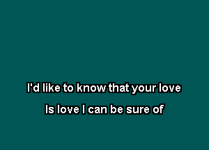 I'd like to know that your love

ls love I can be sure of