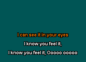 I can see it in your eyes

I know you feel it,

lknow you feel it, 00000 00000