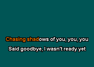 Chasing shadows ofyou, you, you

Said goodbye, I wasn't ready yet