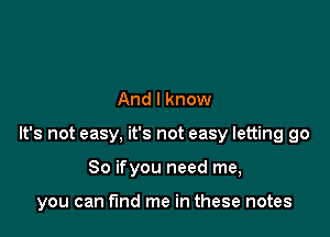 And I know

It's not easy, it's not easy letting go

So ifyou need me,

you can f'md me in these notes