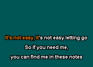 It's not easy, it's not easy letting go

So ifyou need me,

you can f'md me in these notes