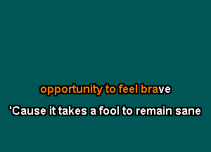 opportunity to feel brave

'Cause it takes a fool to remain sane