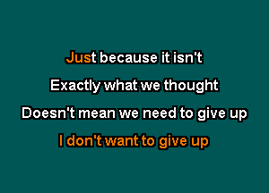 Just because it isn't

Exactly what we thought

Doesn't mean we need to give up

ldon't want to give up
