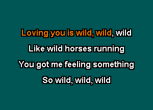 Loving you is wild, wild, wild

Like wild horses running

You got me feeling something

80 wild. wild, wild