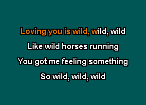 Loving you is wild, wild, wild

Like wild horses running

You got me feeling something

80 wild. wild, wild