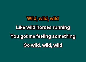Wild, wild, wild

Like wild horses running

You got me feeling something

80 wild. wild, wild