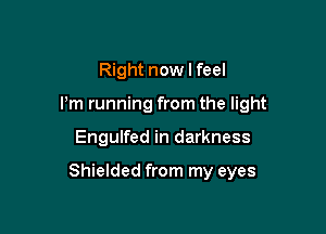 Right now I feel
I'm running from the light

Engulfed in darkness

Shielded from my eyes