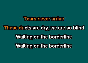 Tears never arrive

These ducts are dry, we are so blind

Waiting on the borderline

Waiting on the borderline