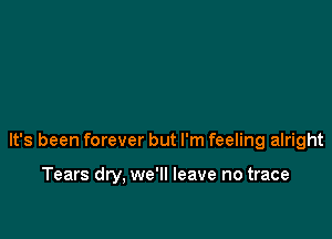 It's been forever but I'm feeling alright

Tears dry, we'll leave no trace