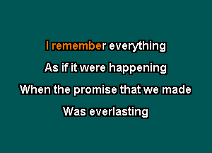 I remember everything
As if it were happening

When the promise that we made

Was everlasting