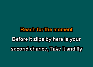 Reach for the moment

Before it slips by here is your

second chance, Take it and fly