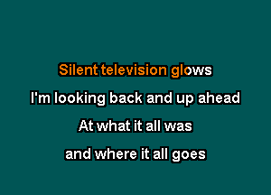 Silent television glows

I'm looking back and up ahead

At what it all was

and where it all goes