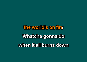 the world s on fire

Whatcha gonna do

when it all burns down