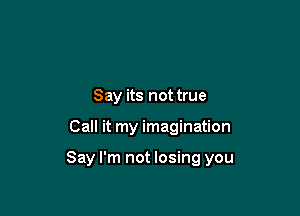 Say its not true

Call it my imagination

Say I'm not losing you