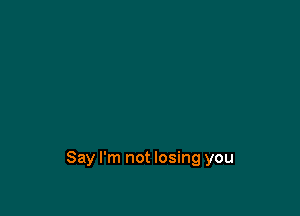 Say I'm not losing you