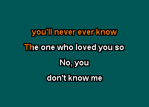 you'll never ever know

The one who loved you so

No, you

don't know me