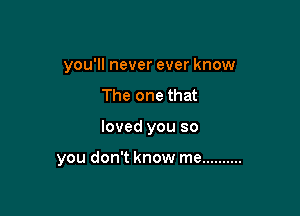 you'll never ever know

The one that
loved you so

you don't know me ..........