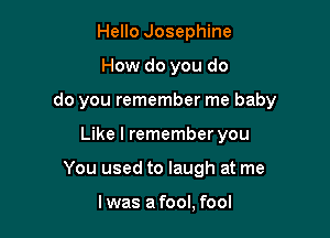 Hello Josephine

How do you do

do you remember me baby

Like I remember you
You used to laugh at me

I was a fool, fool