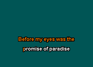 Before my eyes was the

promise of paradise