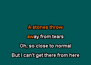 A stones throw
away from tears

Oh, so close to normal

Butl can't get there from here