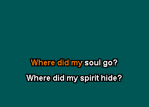 Where did my soul go?
Where did my spirit hide?