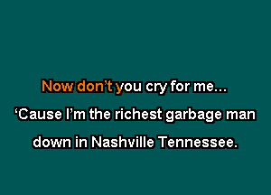Now don t you cry for me...

Cause Pm the richest garbage man

down in Nashville Tennessee.