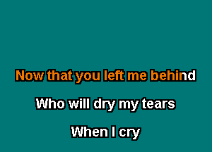 Now that you left me behind

Who will dry my tears
When I cry