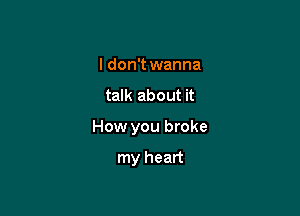 I don't wanna

talk about it

How you broke

my heart