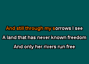 And still through my sorrows I see

A land that has never known freedom

And only her rivers run free