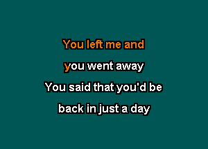 You left me and
you went away

You said that you'd be

back in just a day