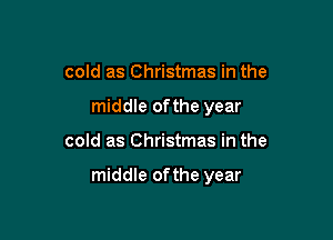 cold as Christmas in the
middle ofthe year

cold as Christmas in the

middle ofthe year