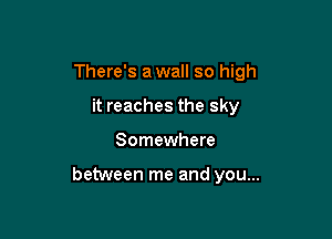 There's a wall so high
it reaches the sky

Somewhere

between me and you...