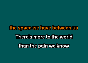 the space we have between us

There's more to the world

than the pain we know