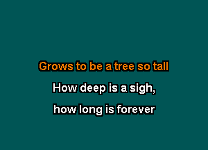 Grows to be a tree so tall

How deep is a sigh,

how long is forever
