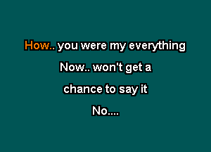 How.. you were my everything

Now.. won't get a
chance to say it
No....