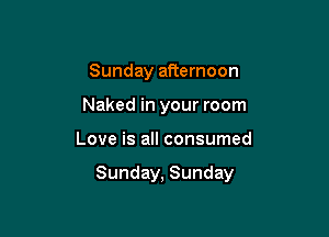 Sunday afternoon
Naked in your room

Love is all consumed

Sunday, Sunday