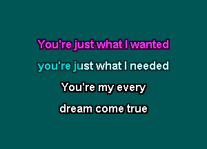 You're just what I wanted

you'rejust what I needed

You're my every

dream come true