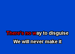 There's no way to disguise

We will never make it