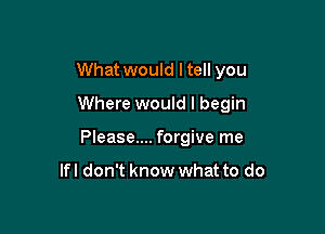 What would I tell you
Where would I begin

Please.... forgive me

lfl don't know what to do